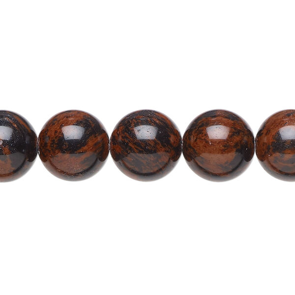 Bead, mahogany obsidian (natural), 10mm round, B grade, Mohs hardness 5 to 5-1/2. Sold per 15-1/2" to 16" strand. image number 0
