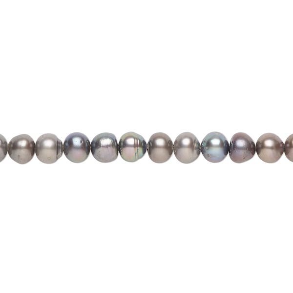 Freshwater pearl 1pkg1, semi-round, 15 inch light peacock 4-5mm cultured image number 0