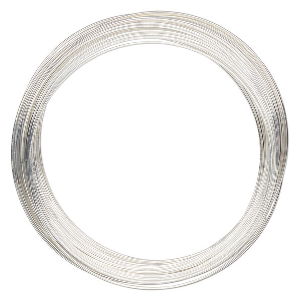 Memory wire, Beadalon®, silver-plated carbon steel, 2-1/4-inch round bracelet, 0.65mm thick. Sold per 1-ounce pkg, approximately 65 loops. image number 0