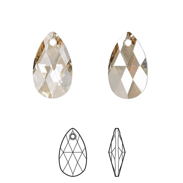 Drop 144pk crystal golden shadow, Swarovski® 16x9mm pendant pear 6106 image number 0