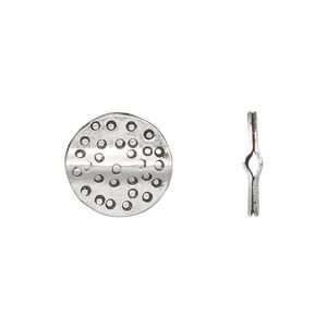 Bead, Hill Tribes, antique silver-plated copper, 14mm double-sided textured flat round. Sold per pkg of 2.