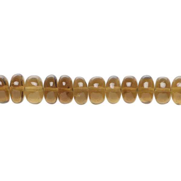 Bead, golden quartz (heated), dark, 6x3mm-7x5mm hand-cut rondelle, B grade, Mohs hardness 7. Sold per approximately 85 beads. image number 0