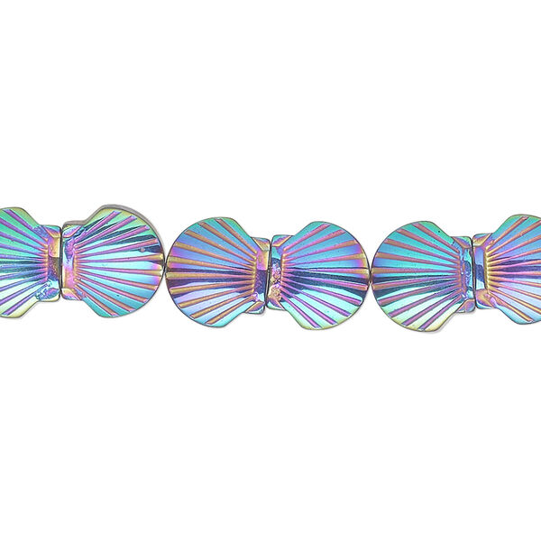 Bead, Hemalyke™ (manmade), rainbow, 9x8mm clamshell. Sold per 16-inch strand. image number 0
