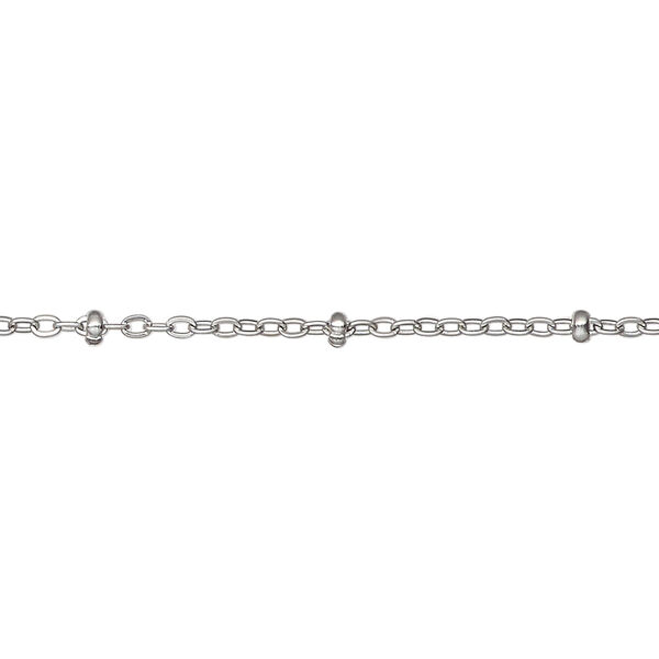 Chain 1pkg1 cable, 1.4mm / 2.2x1mm rondelle, stainless steel 5 foot unfinished image number 0