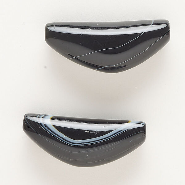 Black agate 1pkg2, triangle tube bead B grade, 51x19mm-54x21mm image number 0