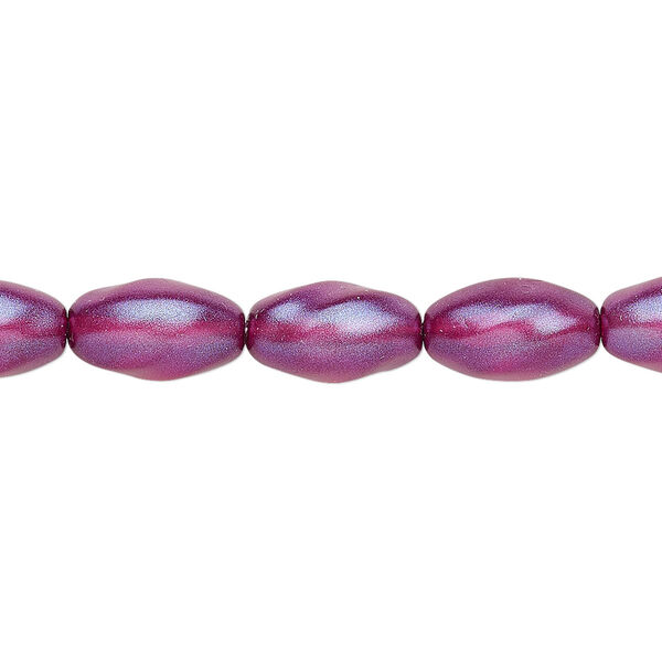 Bead, Czech pressed glass, pearlized purple, 12x7mm oval. Sold per 15-1/2" to 16" strand, approximately 30 beads. image number 0