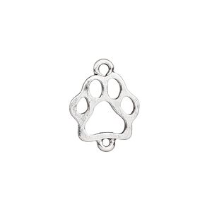 Link, antique silver-plated pewter (tin-based alloy), 15x14mm open paw print. Sold per pkg of 2.