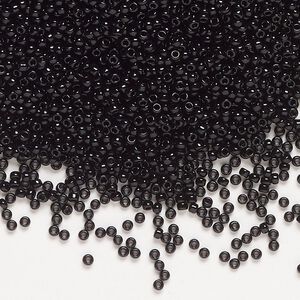 Seed bead, Miyuki, glass, pkg/35g, #15 rocaille, opaque black (RR-401).