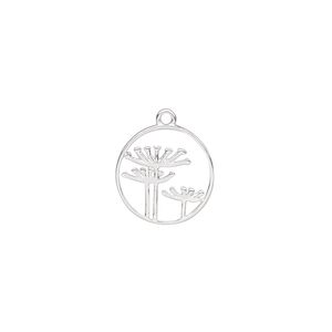 Charm Amoracast® 1pkg1 sterling silver, 13mm 2-sided cutout Queen Anne's Lace round