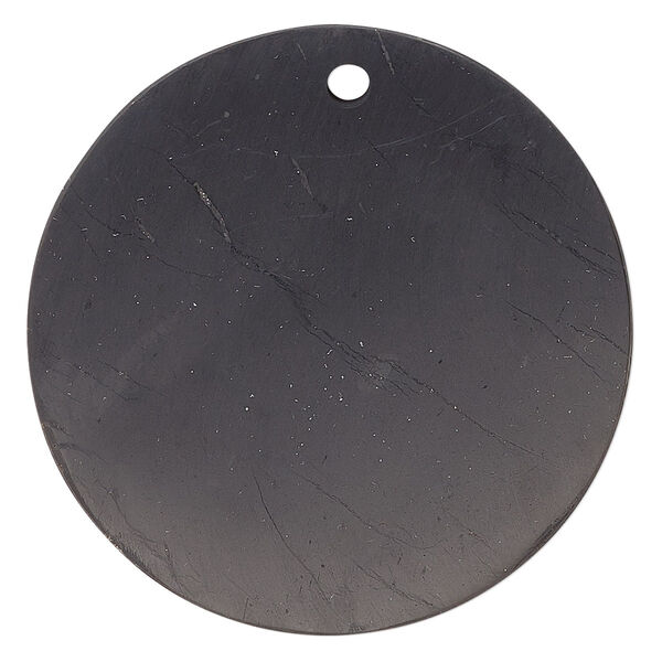 Focal, shungite (natural), 50mm flat round, B grade, Mohs hardness 3-1/2 to 4. Sold individually. image number 0