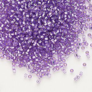 Seed bead, Delica®, glass, pkg/50g, #11 round, transparent outside dyed silver-lined lilac (DB-1343).