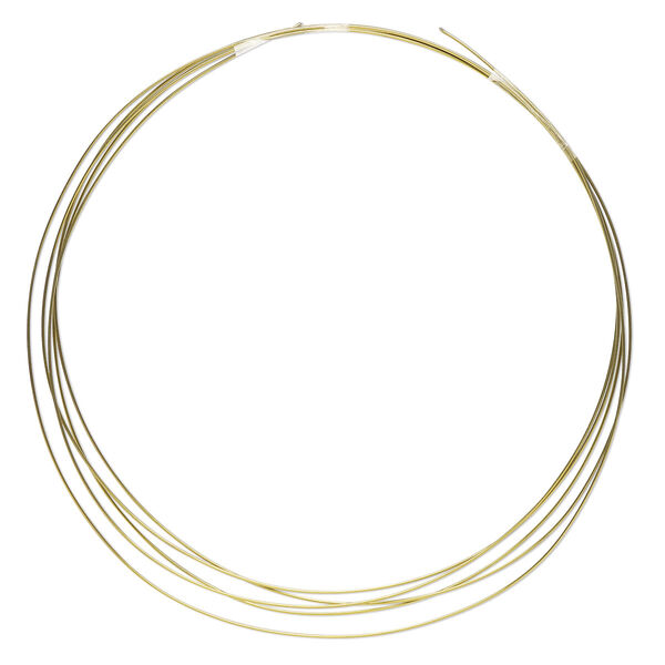 Wire, anodized niobium, yellow, half-hard, round, 22 gauge. Sold pkg of 5 feet. image number 0
