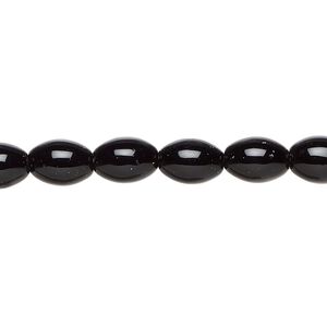 Black agate 1pkg1, oval bead 15 inch 8x6mm-9x7mm