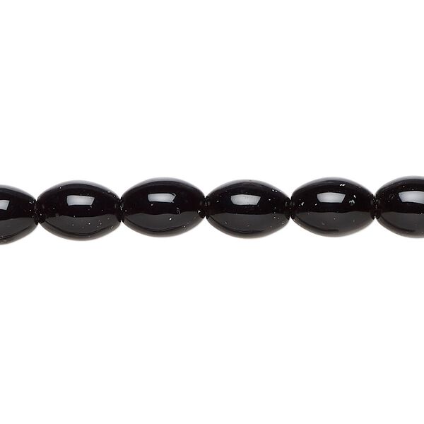 Black agate 1pkg1, oval bead 15 inch 8x6mm-9x7mm image number 0