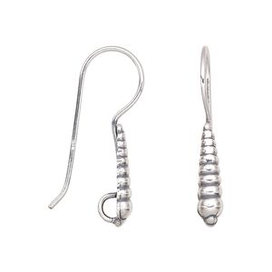 Ear wire fishhook 1pkg2 sterling silver, 29.5mm centipede / open hidden loop, 19 gauge antiqued 1 pair