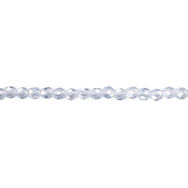 Bead, Czech fire-polished glass, ice blue, 3mm faceted round. Sold per 15-1/2" to 16" strand, approximately 130 beads. image number 0