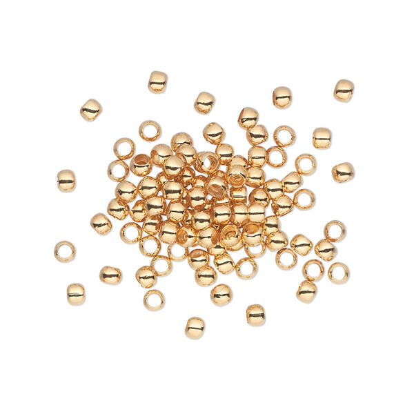 Bead, gold-plated brass, 2.5mm micro round. Sold per pkg of 500. image number 0