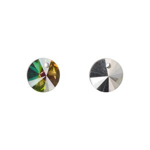 Drop, glass, clear vitrail medium, 10mm rivoli. Sold per pkg of 20.