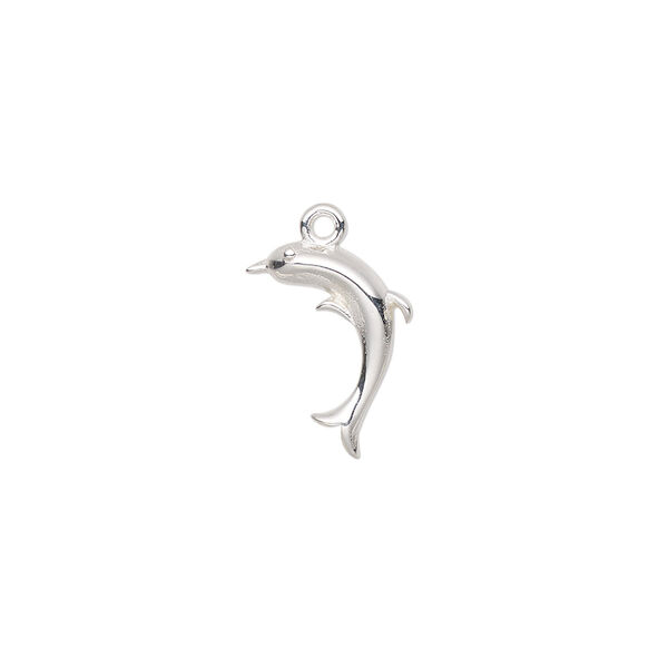 Charm, sterling silver, 15x9mm dolphin. Sold individually. image number 0