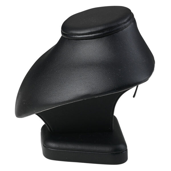 Display, necklace, leatherette, black, 5 x 5-1/2 x 5-inch pedestal. Sold individually. image number 2