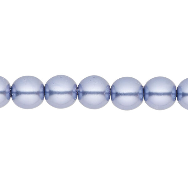 Bead, glass pearl, coated glass, violet, 8mm round. Sold per 21 " strand, approximately 75 beads. image number 0