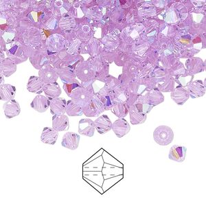 Bead 720pk violet AB, Preciosa Czech crystal 4mm bicone