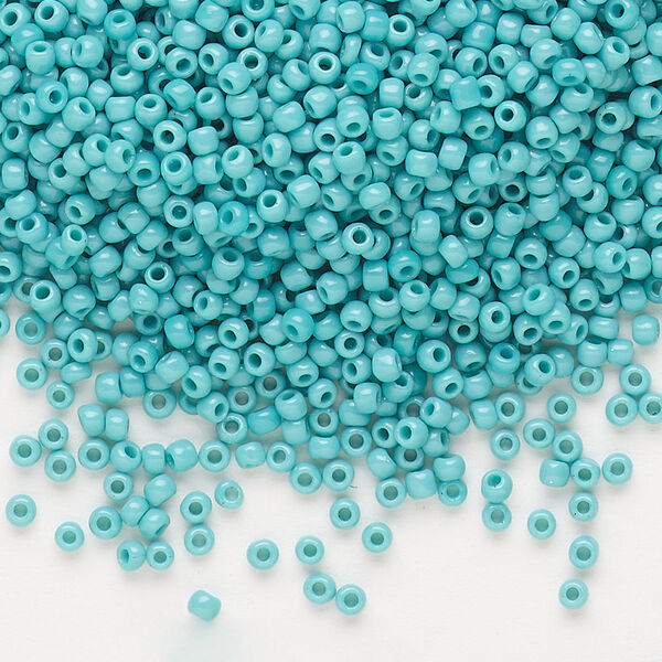 Seed bead, Dyna-Mites™, glass, pkg/40g, #11 round, opaque turquoise blue, (740 11/0 RR). image number 0