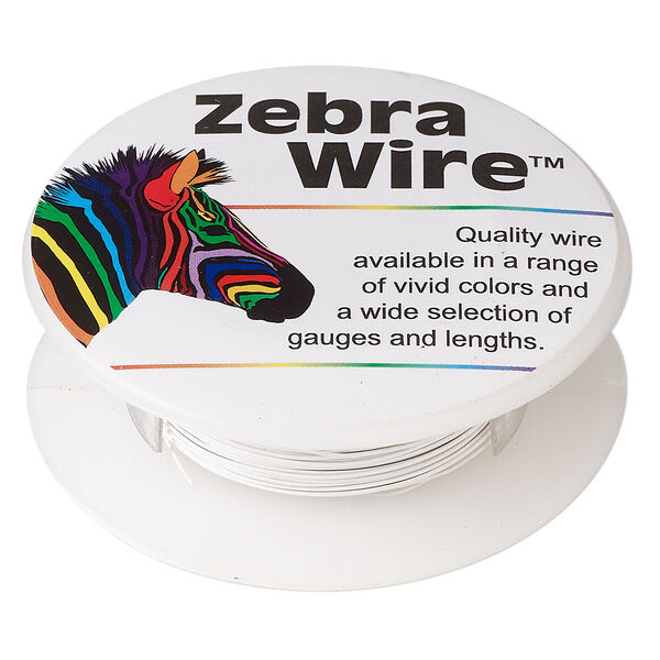 Wire, Zebra Wire™, color-coated copper, white, round, 26 gauge. Sold per 30-yard spool. image number 0