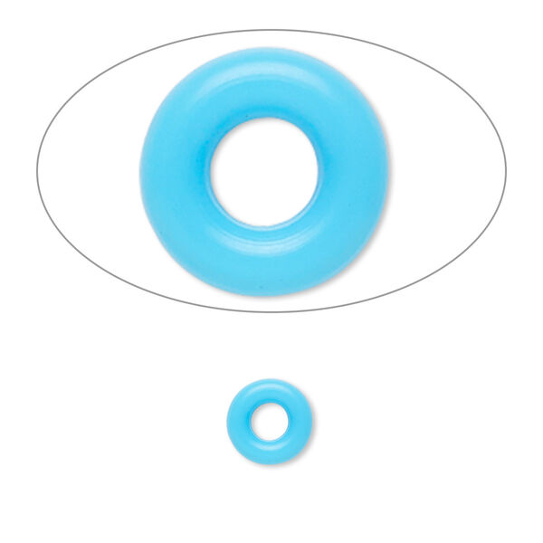 Component, Oh! Ring™, silicone, neon blue, 7mm round with 3mm hole. Sold per pkg of 300. image number 0