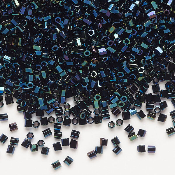 Seed bead, Miyuki, glass, pkg/250g, #11 2-cut hex, opaque metallic iris dark blue (HEX-452). image number 0