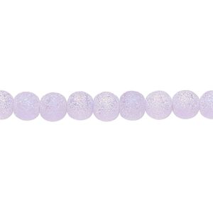 Bead, coated glass, translucent matte aqua blue / lavender AB, 5-6mm uneven round. Sold per 15-1/2" to 16" strand.