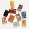 Multi-gemstone 1pkg10, half-drilled puffed / flat rectangle drop mix 24x13mm-38x24mm image number 1