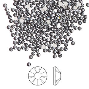 Flat back 1440pk light graphite foil back, Preciosa MAXIMA Czech crystal rhinestone 1.9-2.1mm chaton rose round SS6