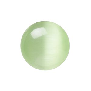 Cabochon, cat's eye glass (fiber optic glass), light green, 8mm calibrated round, quality grade. Sold per pkg of 10.