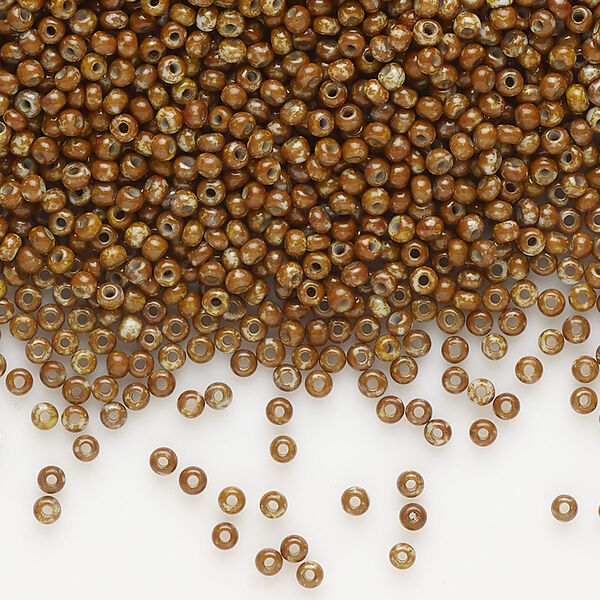 Seed bead, Preciosa Ornela, glass, opaque light blue travertine, #11 rocaille. Sold per 50-gram pkg. image number 0