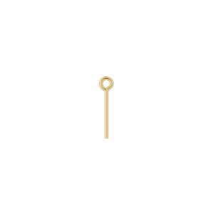 Eye pin, gold-plated brass, 1/2 inches, 21 gauge. Sold per pkg of 100.