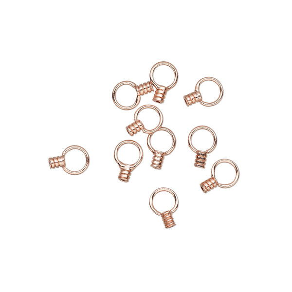 Crimp end, copper-plated brass, 2.5x2mm tube with loop, 0.7mm inside diameter. Sold per pkg of 10. image number 0