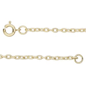 Chain, gold-finished steel, 2.5mm textured cable, 24 inches with springring clasp. Sold individually.