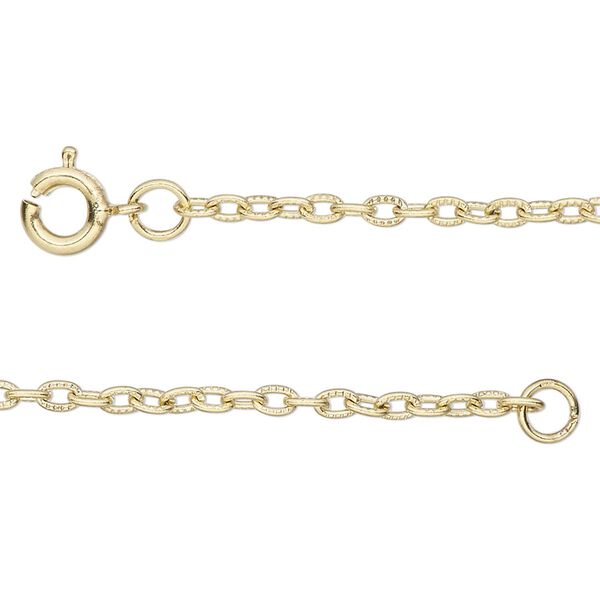 Chain, gold-finished steel, 2.5mm textured cable, 24 inches with springring clasp. Sold individually. image number 0