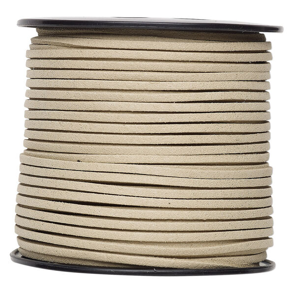 Cord, faux suede, cream, 3mm. Sold per 100-yard spool. image number 0