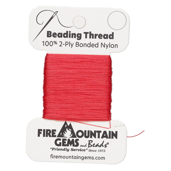 Thread, nylon, red, size AA. Sold per 50-yard card. image number 0