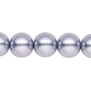 Pearl 1pk pewter, Celestial Crystal® 12mm round 15.5-16 inch