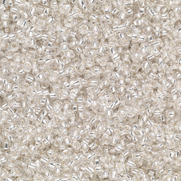 Seed bead, Ming Tree™, glass, pkg/1 pound, #11 round, transparent silver-lined clear. image number 0