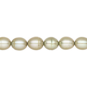 Freshwater pearl 1pkg1, rice, 15.5-16 inch fern green 6-7mm cultured