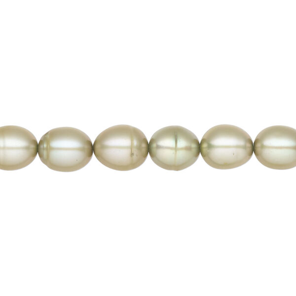 Freshwater pearl 1pkg1, rice, 15.5-16 inch fern green 6-7mm cultured image number 0
