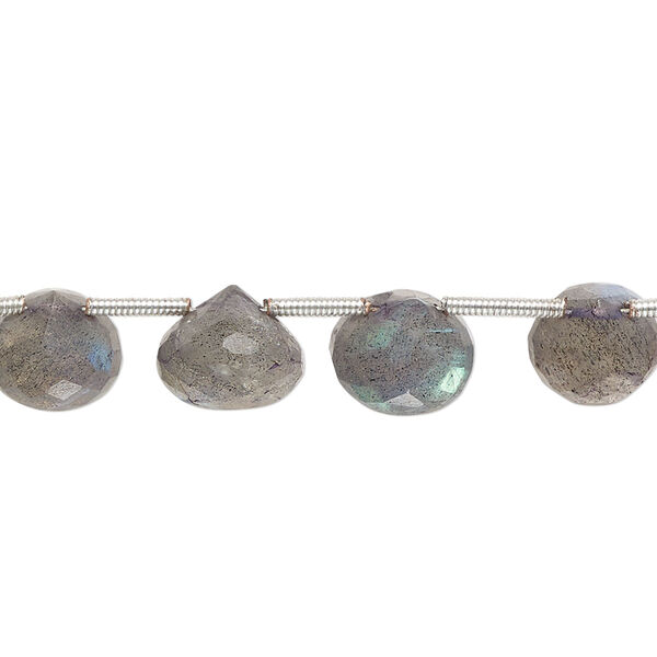 Labradorite 1pkg14, hand-cut top-drilled faceted teardrop bead natural 8x6mm-10x8mm image number 0