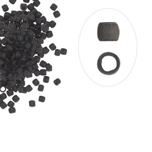 Crimp, painted brass, black, 2mm round, 1.3mm inside diameter. Sold per pkg of 100.