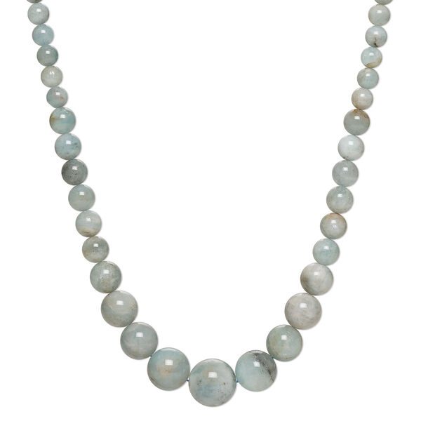 Aquamarine 1pkg1, round bead D grade, 18 inch graduated 7-19mm image number 0