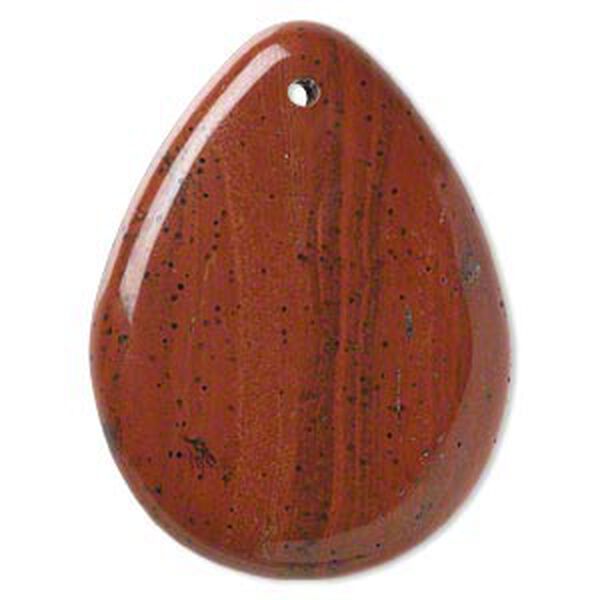 Focal, red jasper (natural), 50x37mm hand-cut top-drilled teardrop with flat back, B grade, Mohs hardness 6-1/2 to 7. Sold individually. image number 0