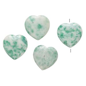 Ching hai "jade" 1pkg4, half-drilled puffed heart drop natural 19-20mm